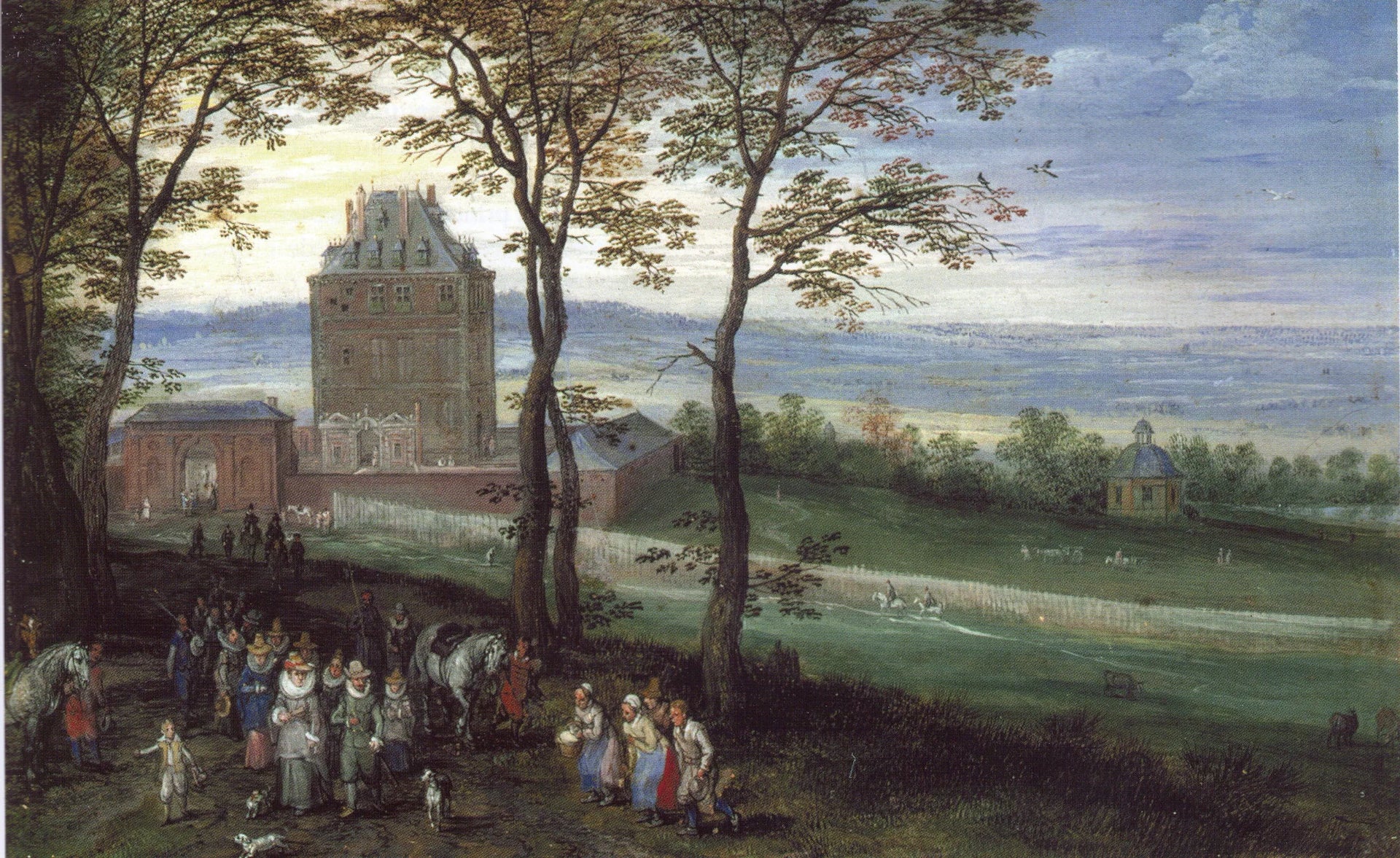 Les archiducs Albert et Isabelle en face du château de Mariemont - Jan Brueghel l'Ancien image 1 copie de tableau peinte à la main