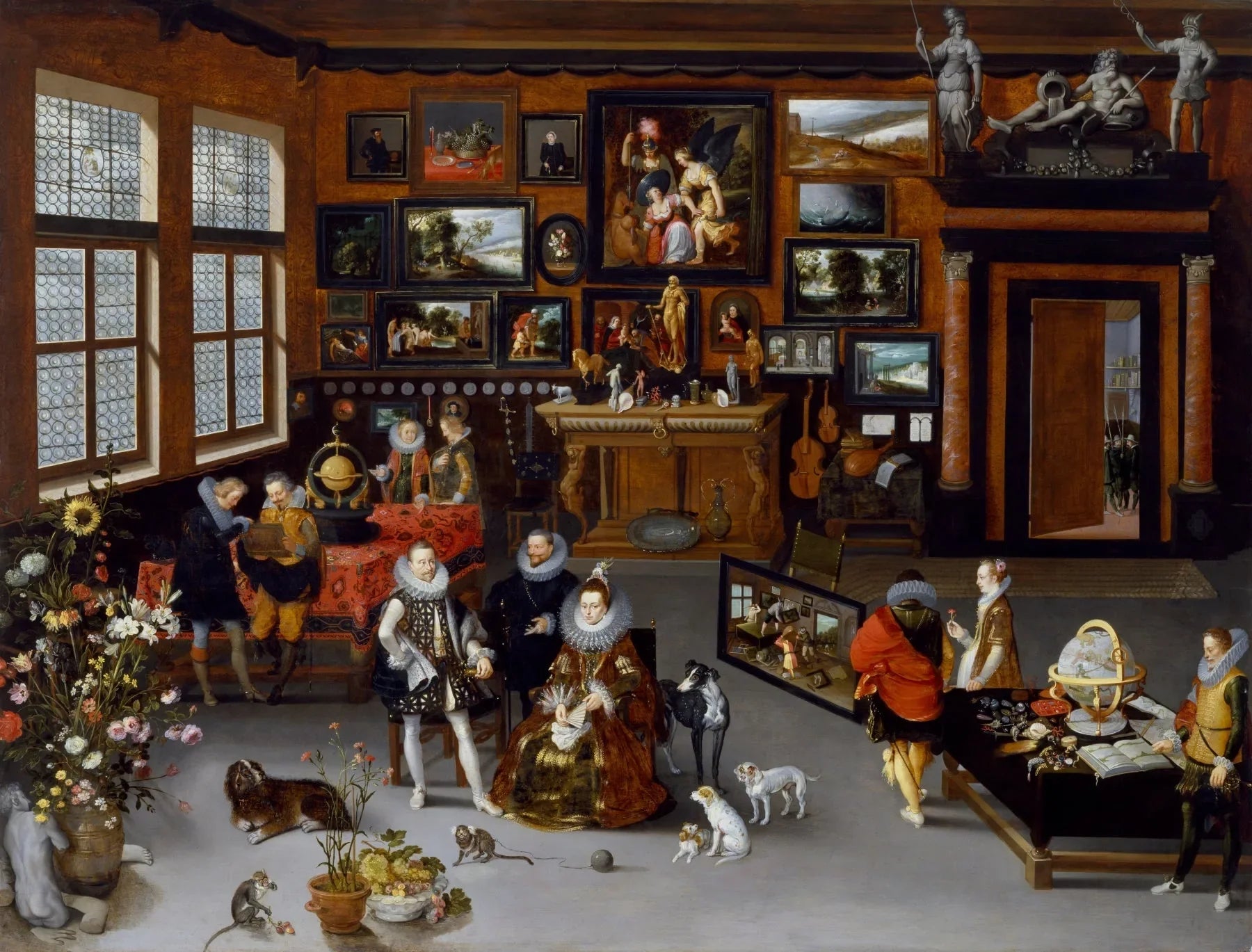 Les Archiducs Albert et Isabelle visitant le cabinet d'un collectionneur - Jan Brueghel l'Ancien image 1 reproduction de peinture à l’huile
