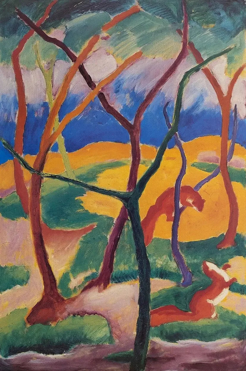 Les belettes jouent - Franz Marc image 1 copie de tableau peinte à la main