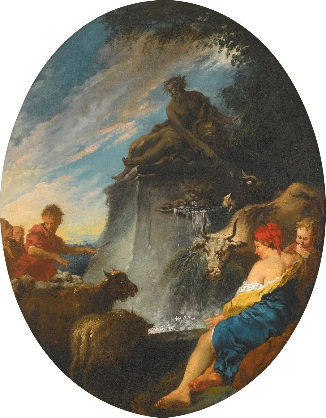 Les Bergers à la Fontaine - François Boucher image 1 reproduction de peinture à l’huile