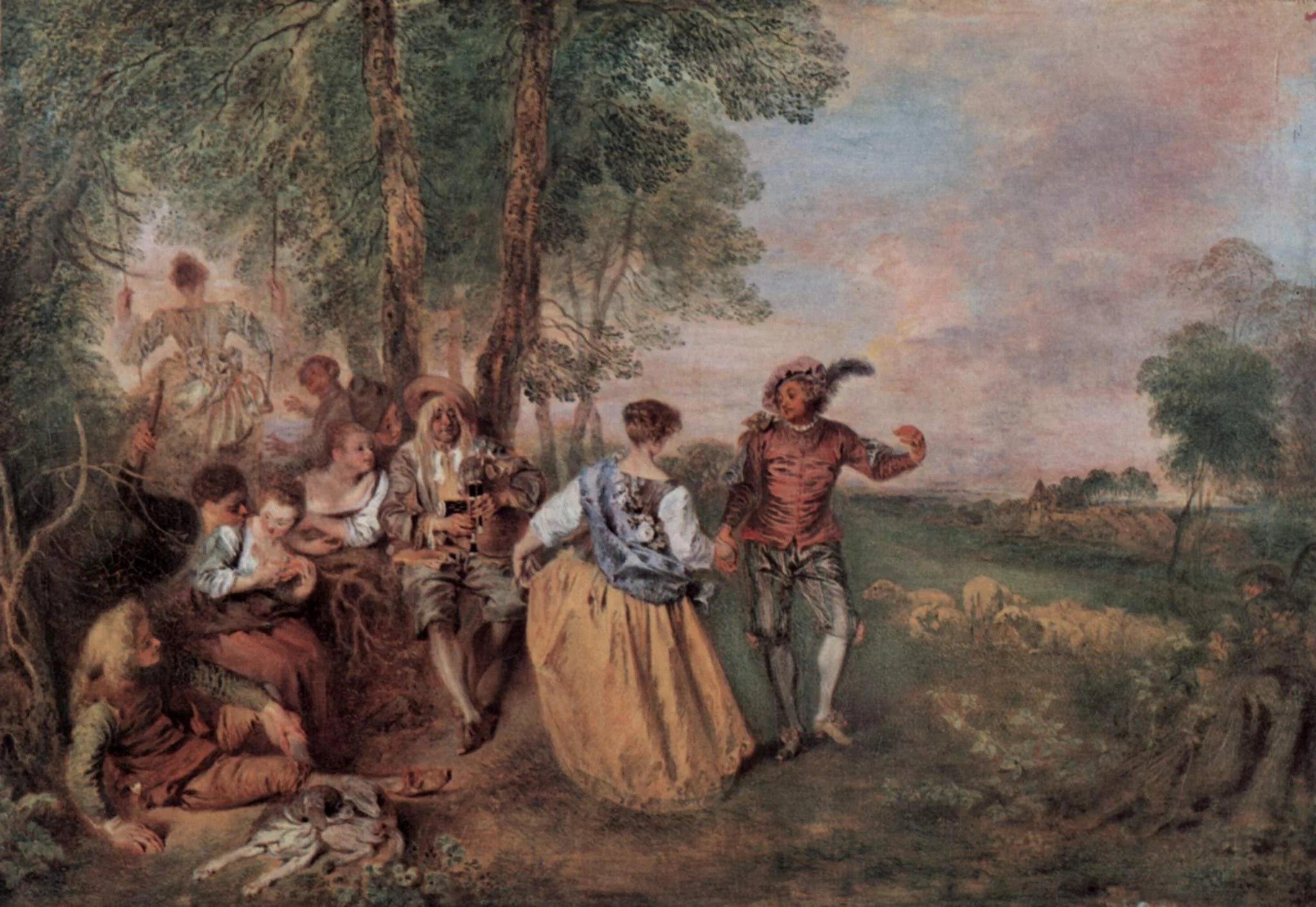 Les Bergers - Antoine Watteau image 1 reproduction artisanale de tableau