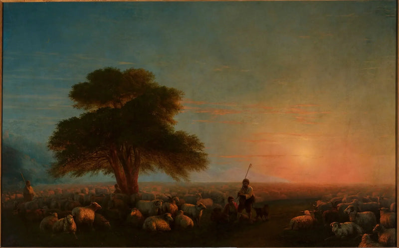 Les bergers avec un troupeau de moutons. - Ivan Aïvazovski