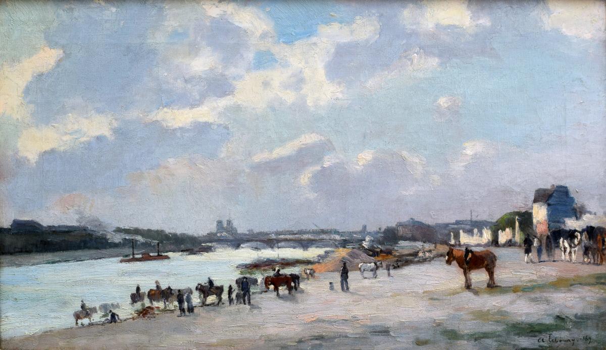 Les berges de la Seine à Bercy, effet de soir - Albert Lebourg image 1 copie peinte à la main à l’huile