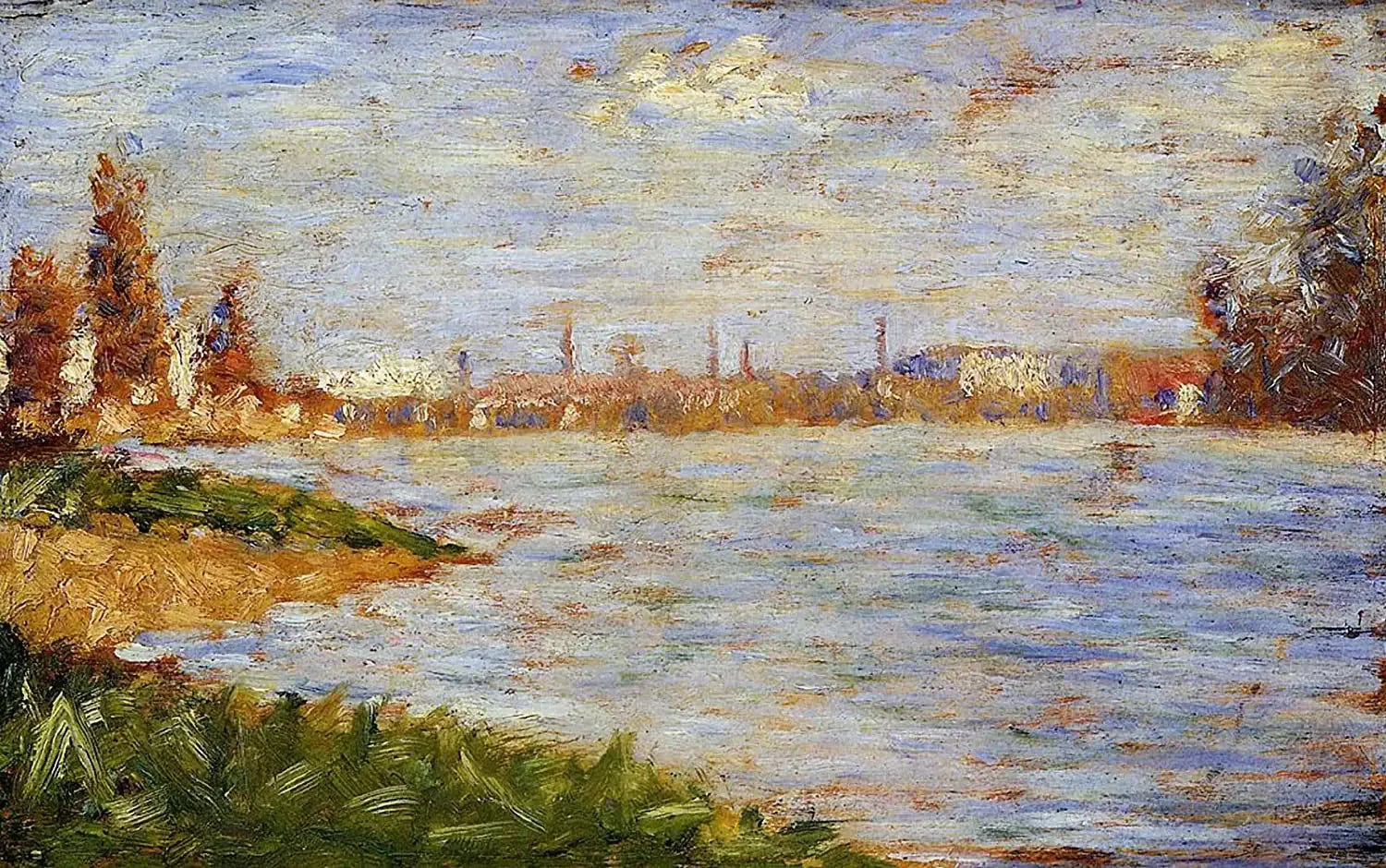 Les berges - Georges Seurat image 1 copie peinte à la main à l’huile