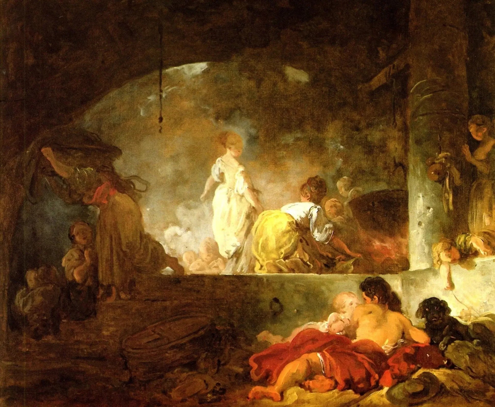 Les blanchisseuses - Jean-Honoré Fragonard image 1 reproduction d’œuvre d’art à l’huile