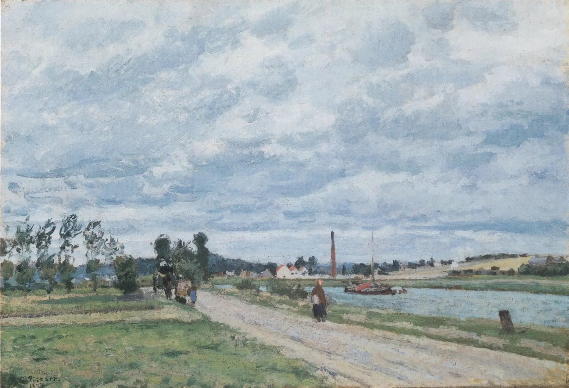 Les Bords de l'Oise près de Pontoise - Camille Pissarro image 1 reproduction d’œuvre d’art à l’huile