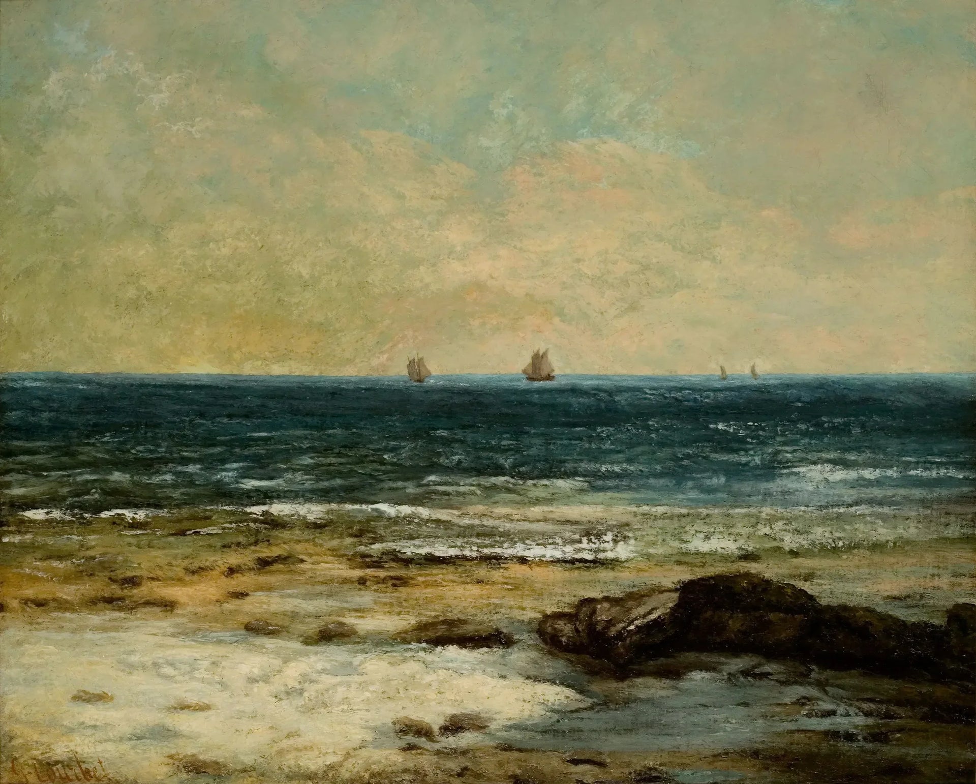 Les bords de la mer à Palavas - Gustave Courbet image 1 tableau peint à l’huile sur toile