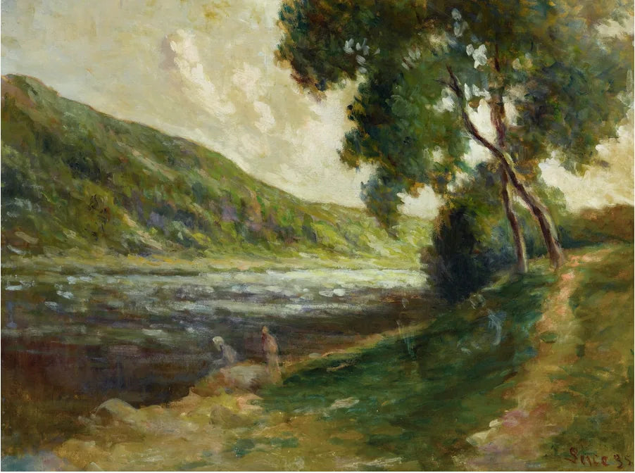 Les Bords de la Seine aux environs de Rolleboise - Maximilien Luce image 1 copie de tableau peinte à la main
