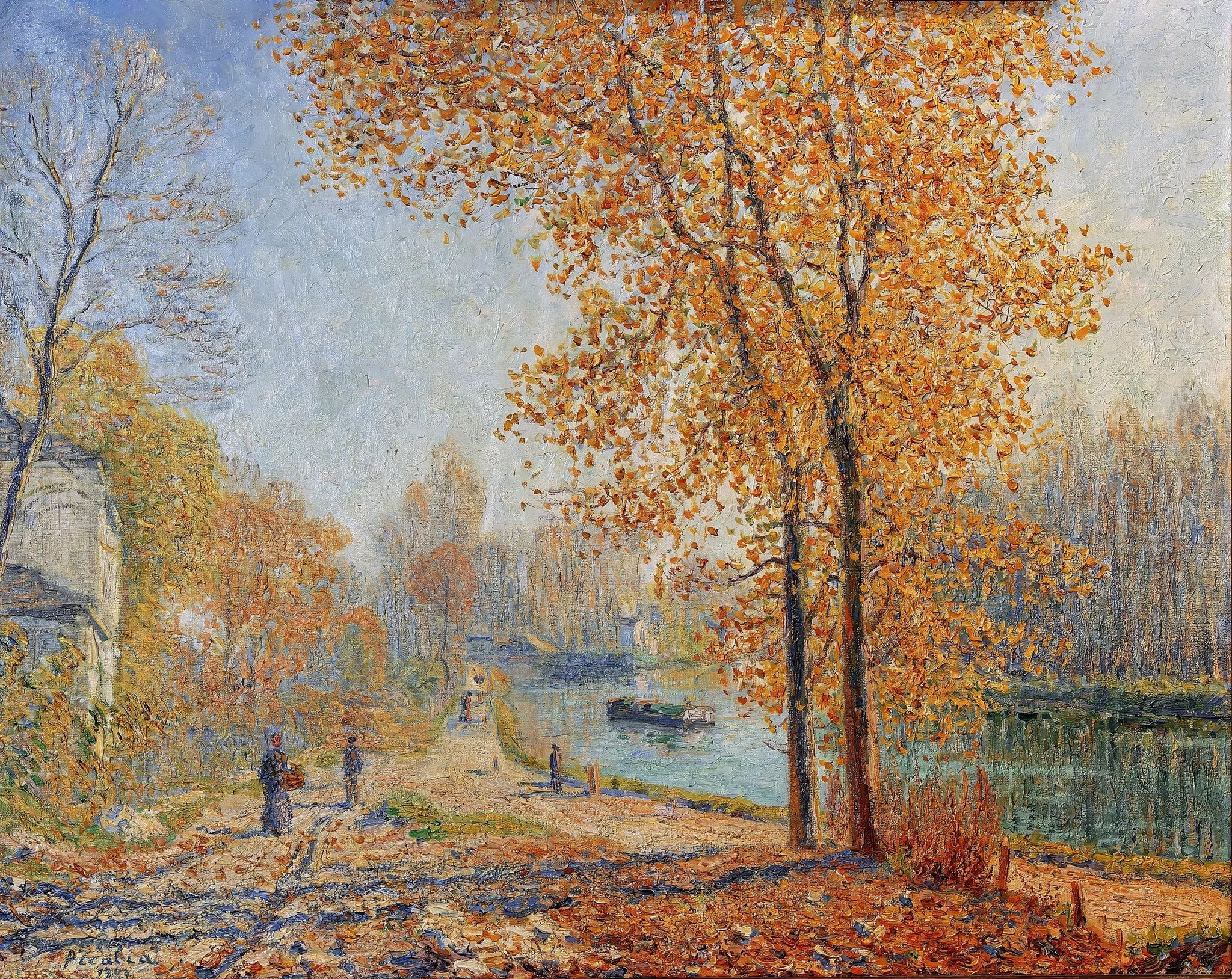 Les Bords du Loing ; effet d'automne le matin à Moret - Francis Picabia image 1 reproduction de peinture à l’huile