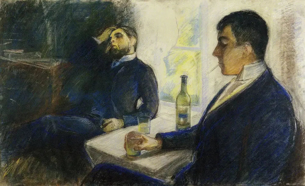 Les Buveurs d'absinthe - Edvard Munch image 1 copie peinte à la main à l’huile
