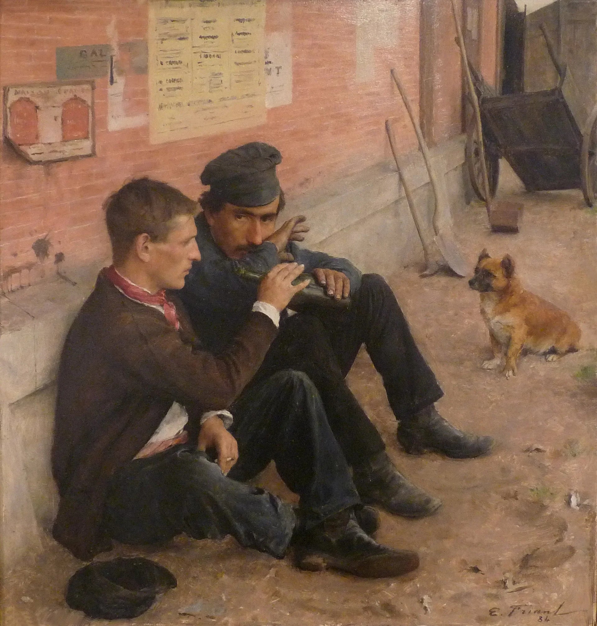 Les Buveurs - Émile Friant image 1 copie peinte à la main à l’huile
