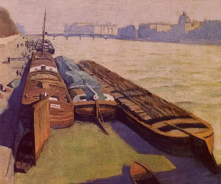 Les chalands, bord de Seine - Félix Vallotton image 1 copie de tableau peinte à la main