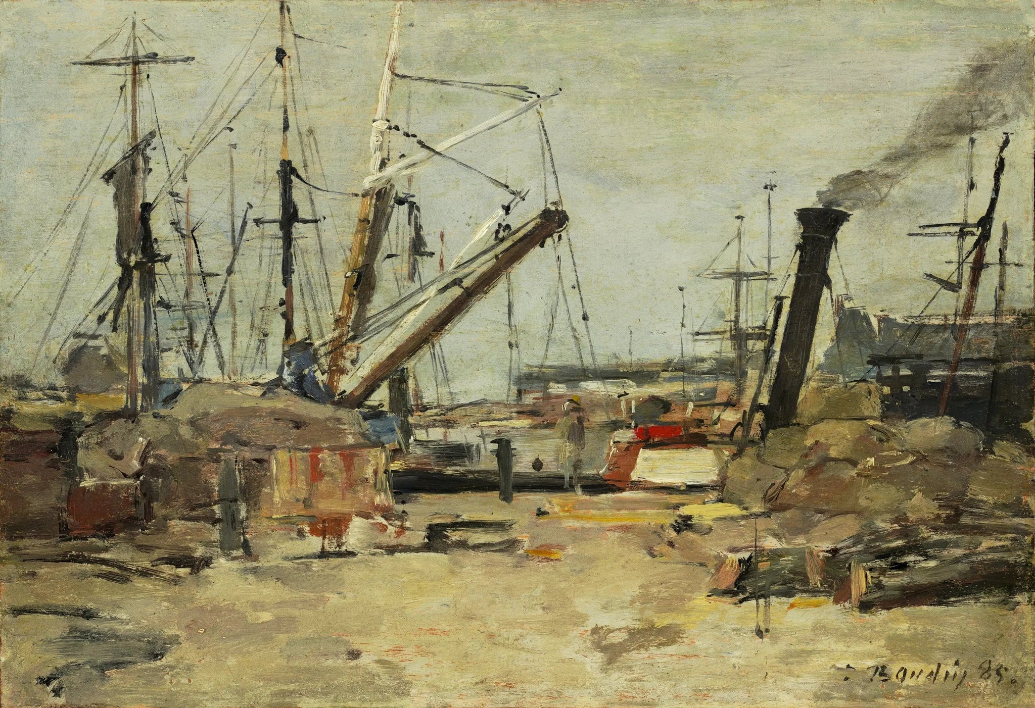 Les chalutiers - Eugène Boudin image 1 copie de tableau peinte à la main