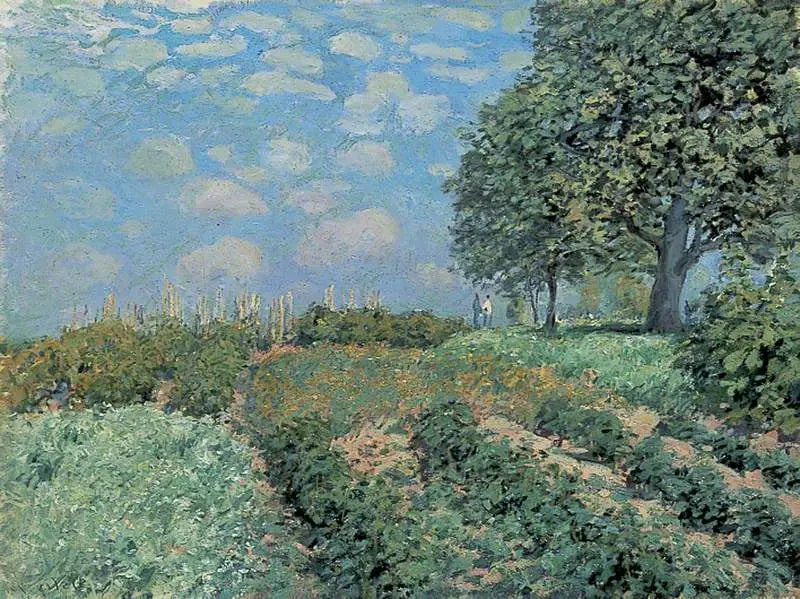 Les champs - Alfred Sisley image 1 copie peinte à la main à l’huile