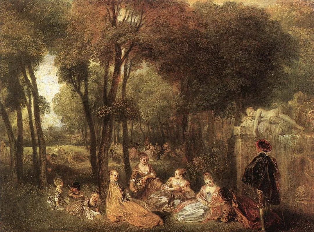 Les Champs-Élisées - Antoine Watteau image 1 tableau peint à l’huile sur toile