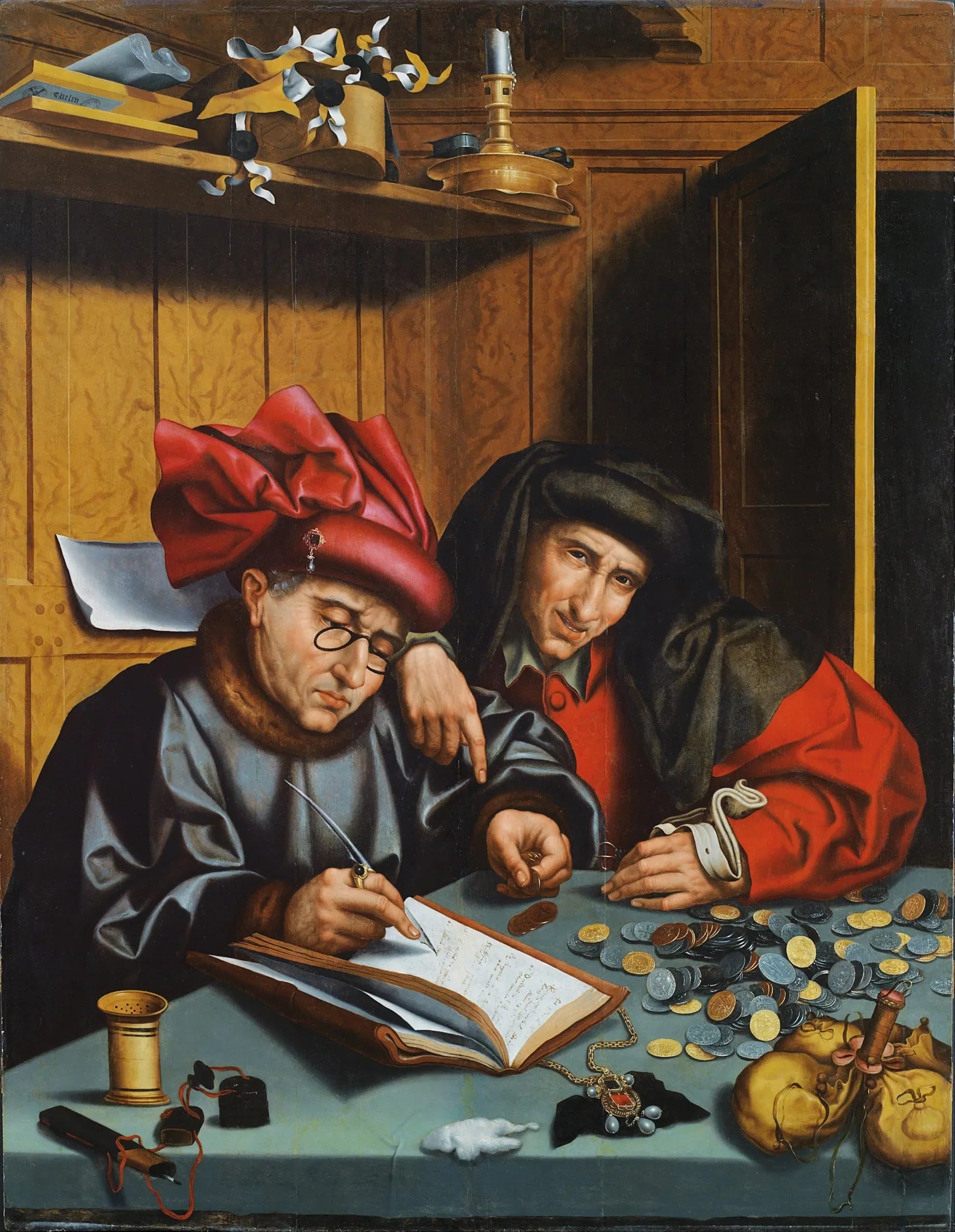 Les Changeurs d'argent - Marinus van Reymerswale image 1 copie de tableau peinte à la main