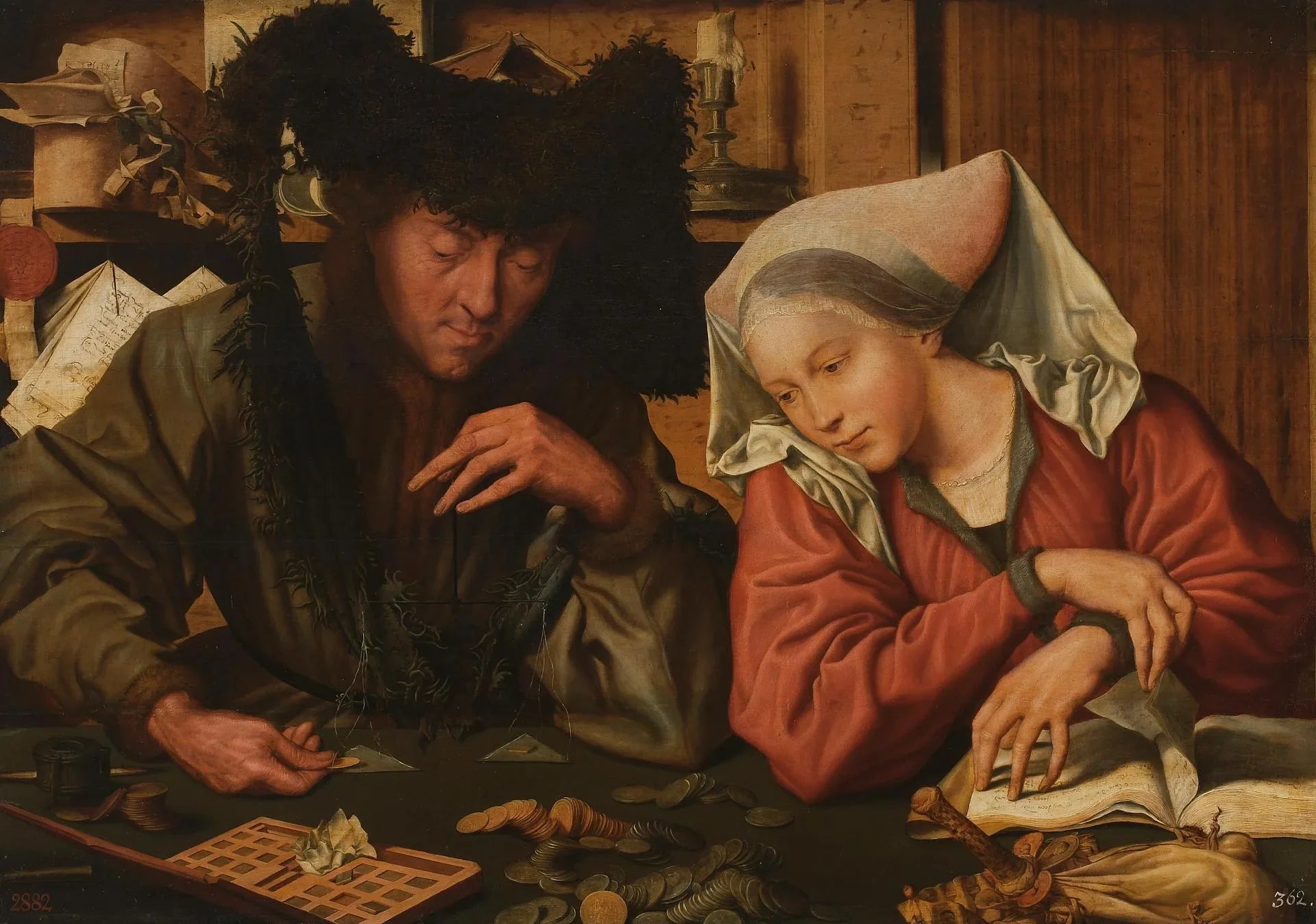 Les changeurs de monnaie - Marinus van Reymerswale image 1 copie peinte à la main à l’huile