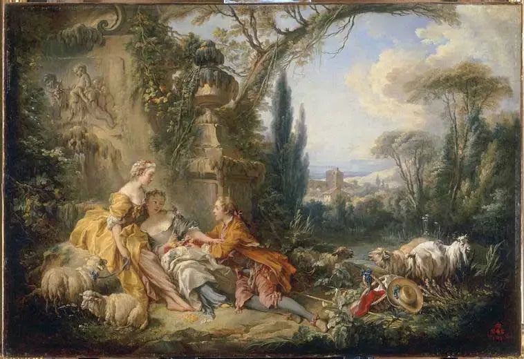 Les charmes de la vie champêtre - François Boucher image 1 reproduction de peinture à l’huile