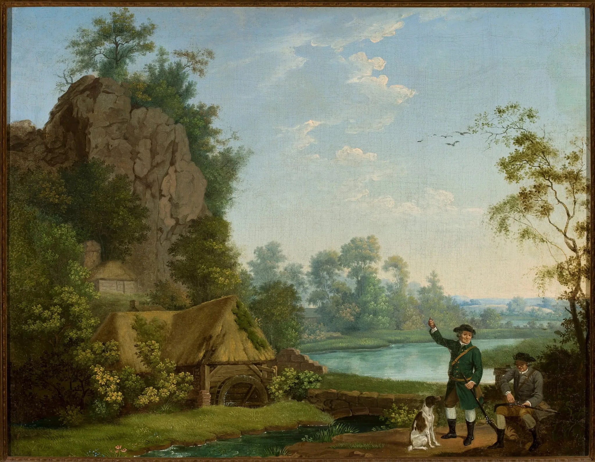 Les chasseurs près de moulin, avec vue sur Creswell Crags - George Stubbs image 1 copie de tableau peinte à la main