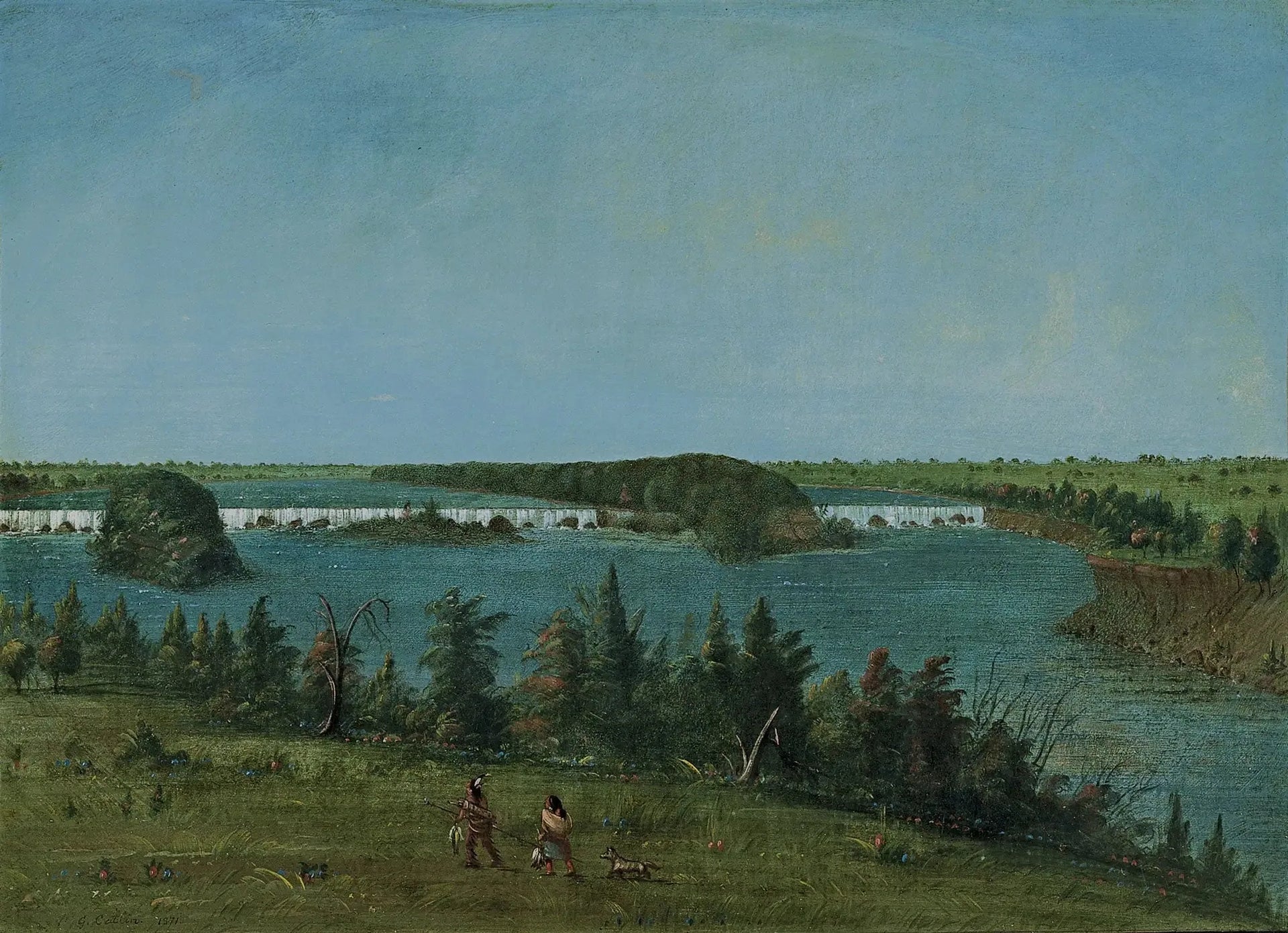 Les chutes de Saint-Antoine - George Catlin image 1 copie de tableau peinte à la main