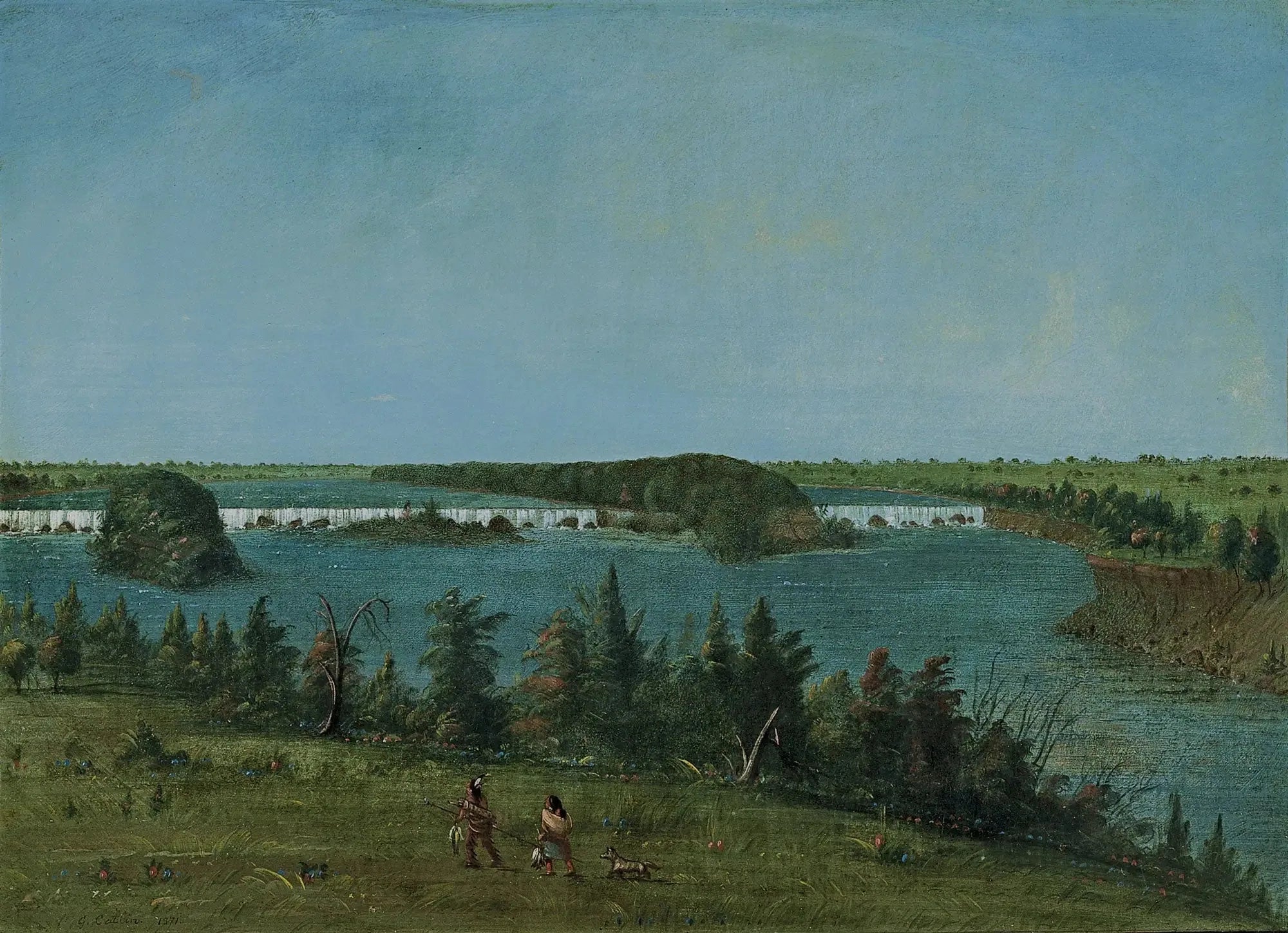 Les chutes de Saint-Antoine - George Catlin image 1 copie de tableau peinte à la main