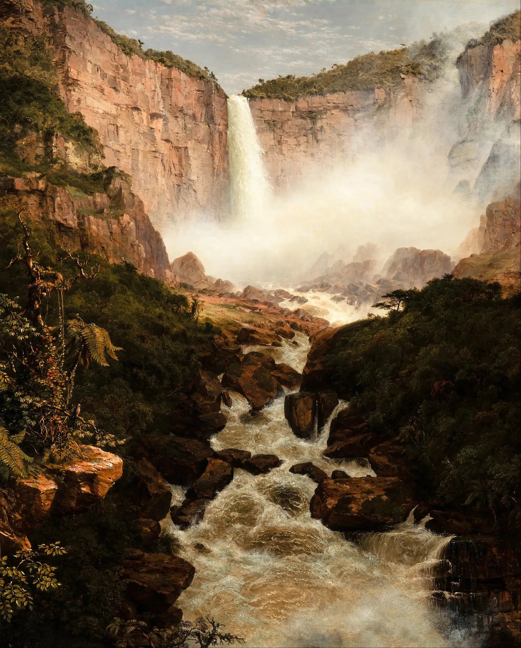 Les Chutes de Tequendama près de Bogota, Nouvelle-Grenade - Frederic Edwin Church image 1 reproduction artisanale de tableau