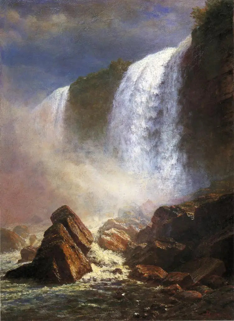Les chutes du Niagara vues d'en bas - Albert Bierstadt image 1 tableau peint à l’huile sur toile