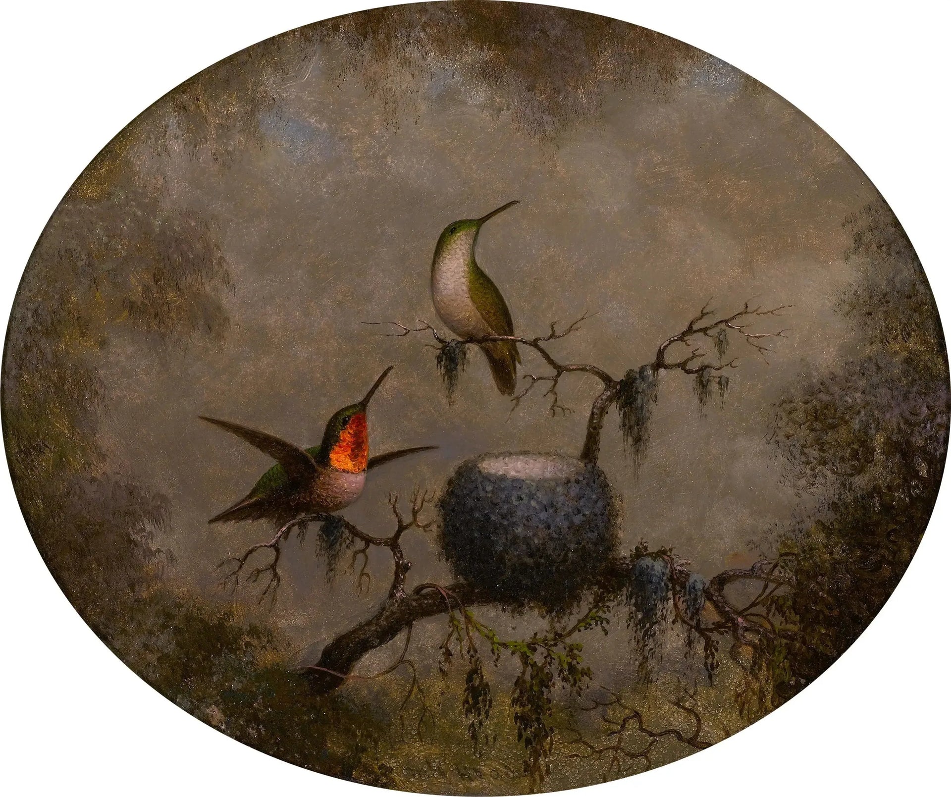 Les colibris et leur nid - Martin Johnson Heade image 1 tableau peint à l’huile sur toile