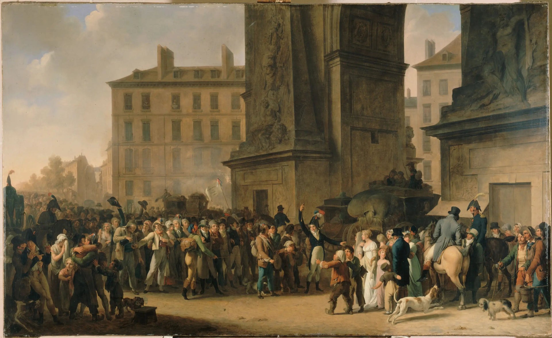 Les Conscrits de 1807 défilant devant la porte Saint-Denis - Louis-Léopold Boilly image 1 tableau peint à l’huile sur toile