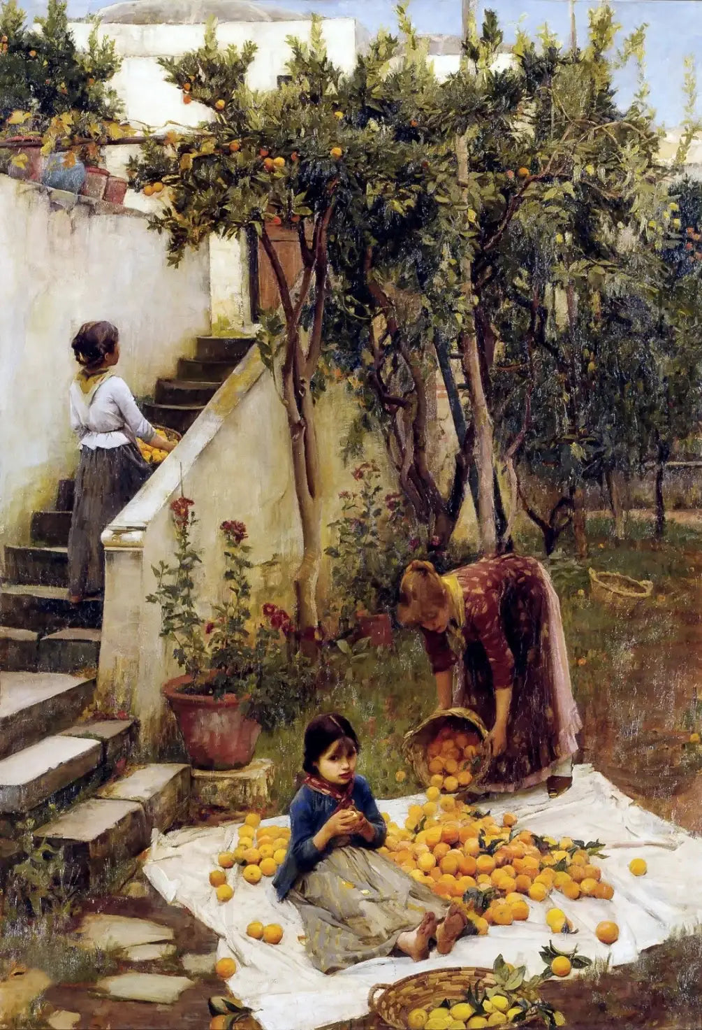 Les cueilleurs d'oranges - John William Waterhouse image 1 reproduction d’œuvre d’art à l’huile