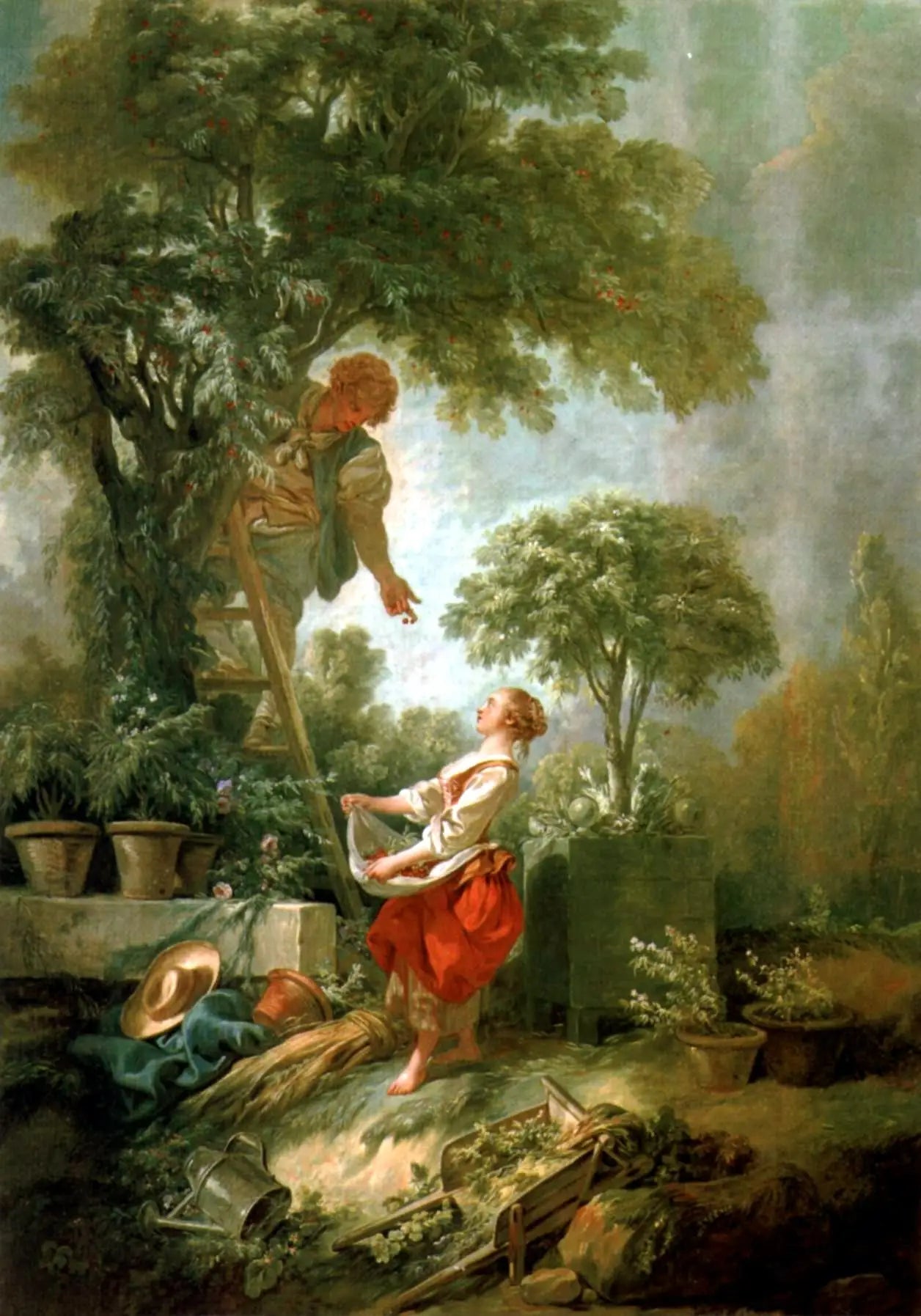 Les cueilleurs de cerises - François Boucher image 1 reproduction artisanale de tableau