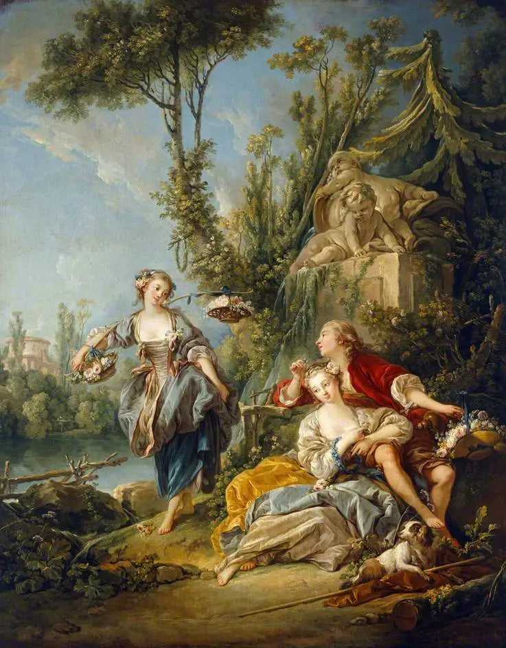 Les cueilleurs de fleurs - François Boucher image 1 copie de tableau peinte à la main