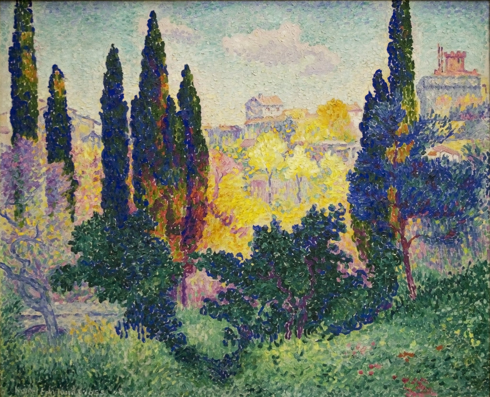 Les Cyprès à Cagnes - Henri-Edmond Cross image 1 tableau peint à l’huile sur toile