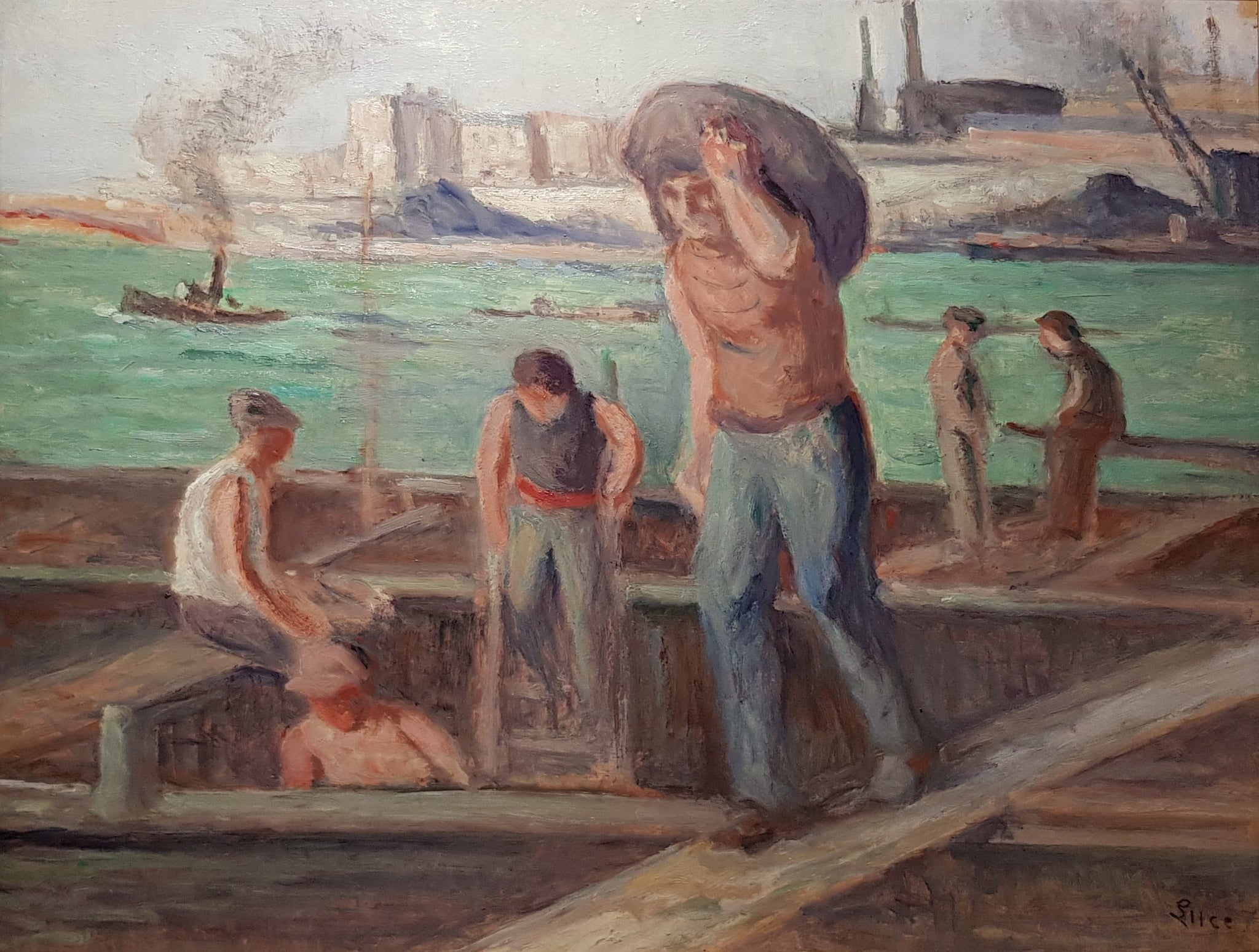 Les débardeurs - Maximilien Luce image 1 reproduction artisanale de tableau