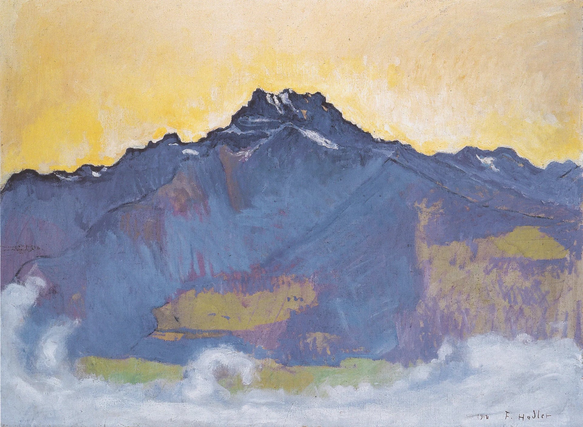 Les Dents du Midi vues de Chesières - Ferdinand Hodler image 1 copie peinte à la main à l’huile