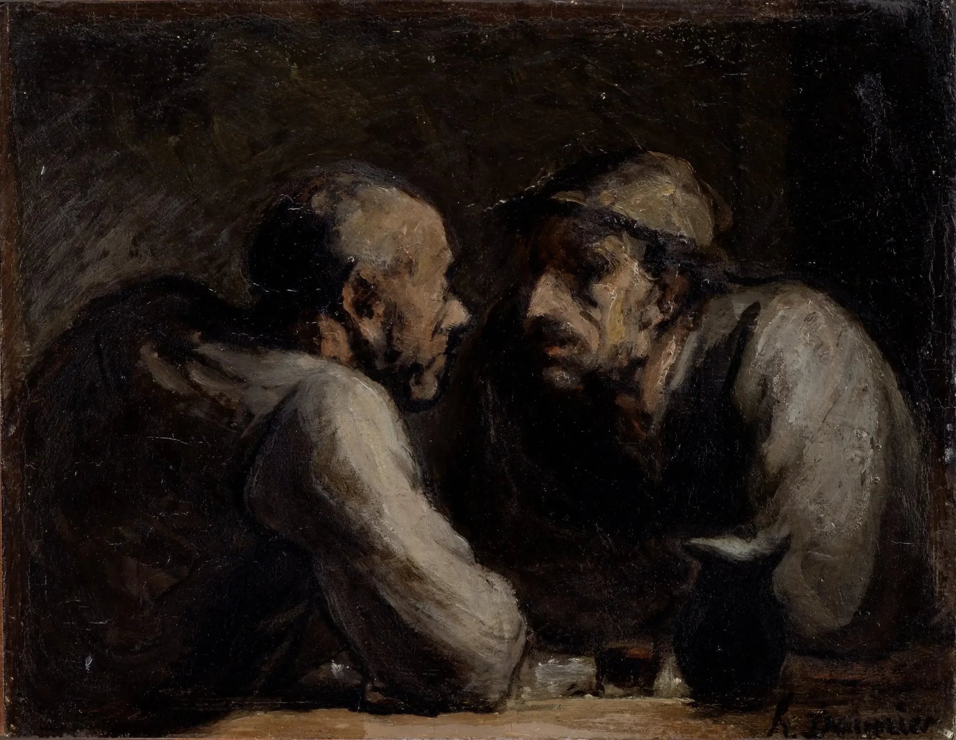Les Deux buveurs - Honoré Daumier image 1 copie peinte à la main à l’huile