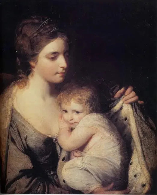 Les deux Waldegrave, portrait de Maria Walpole, comtesse de Waldegrave, et de sa fille Elisabeth Laura, depuis comtesse de Waldegrave - Joshua Reynolds image 1 reproduction d’œuvre d’art à l’huile