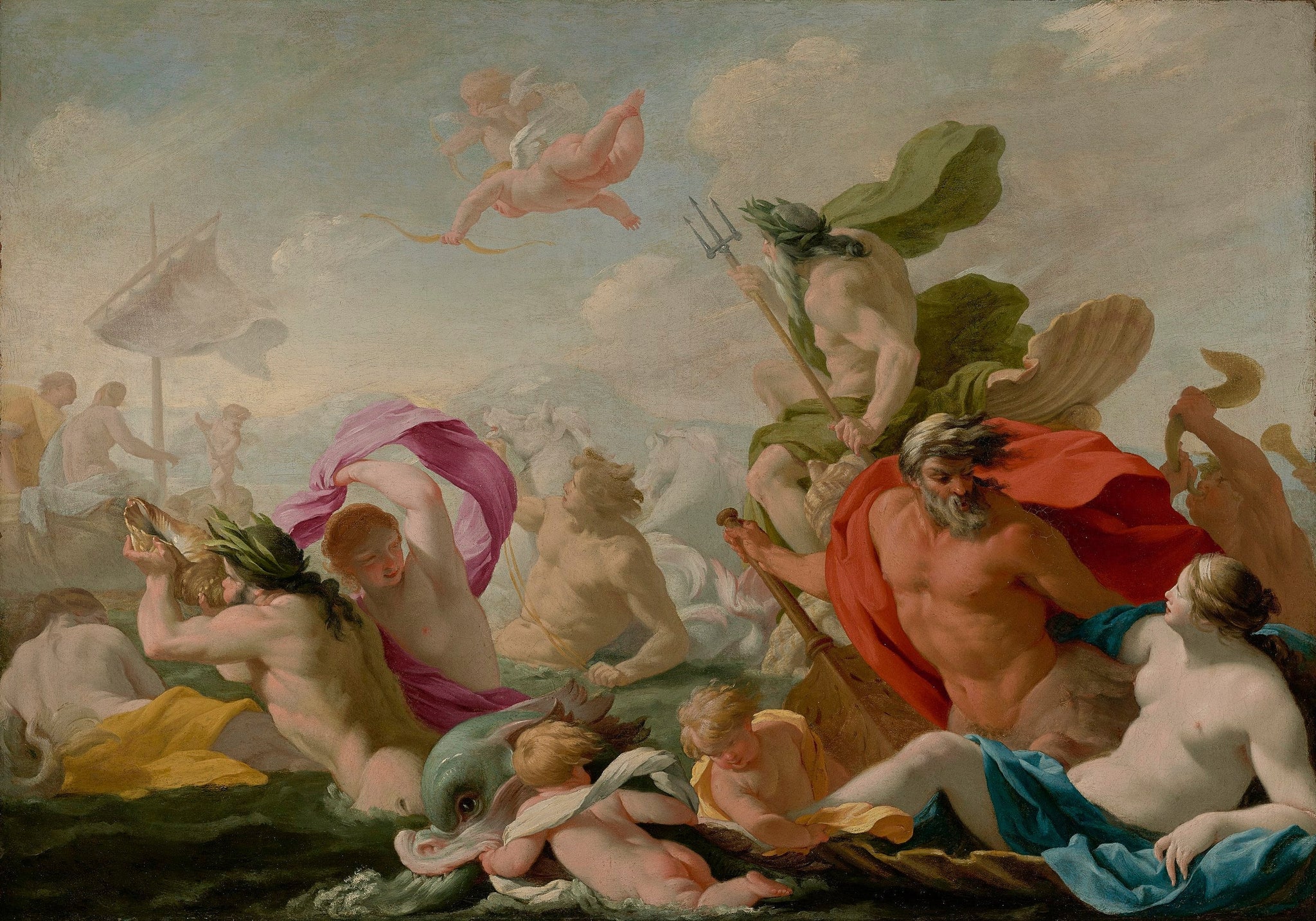 Les dieux marins rendant hommage à l'Amour - Eustache Le Sueur image 1 reproduction artisanale de tableau