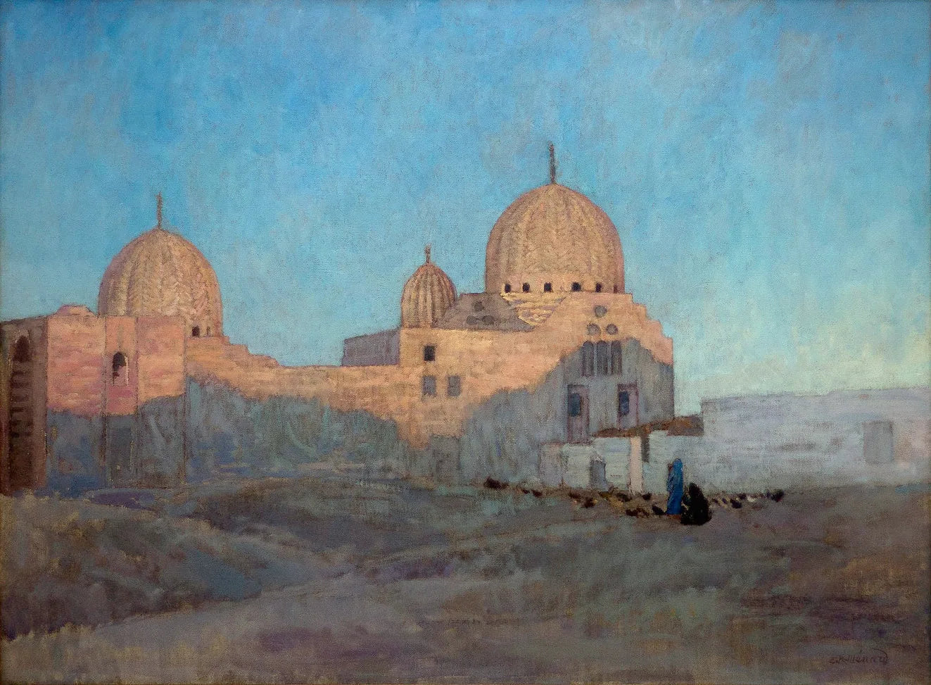 Les dômes de la mosquée Barkouk, Le Caire - René Ménard image 1 reproduction artisanale de tableau
