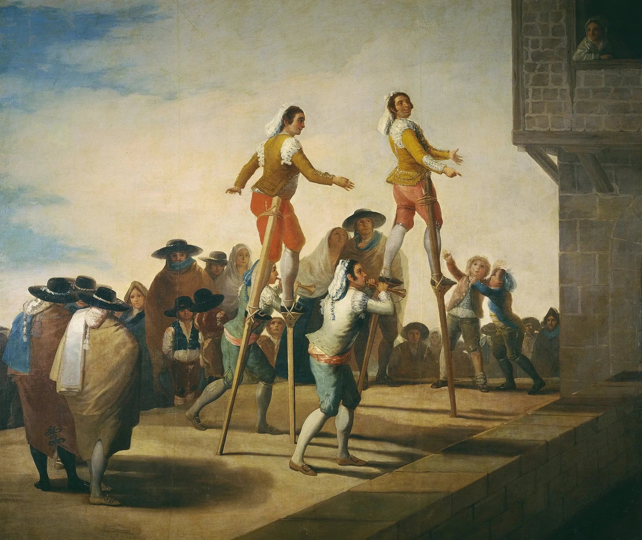 Les Échasses - Francisco de Goya image 1 copie peinte à la main à l’huile