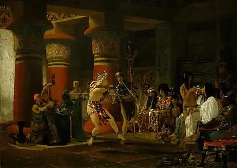 Les Égyptiens il y a 3 000 ans - Lawrence Alma-Tadema image 1 reproduction de peinture à l’huile