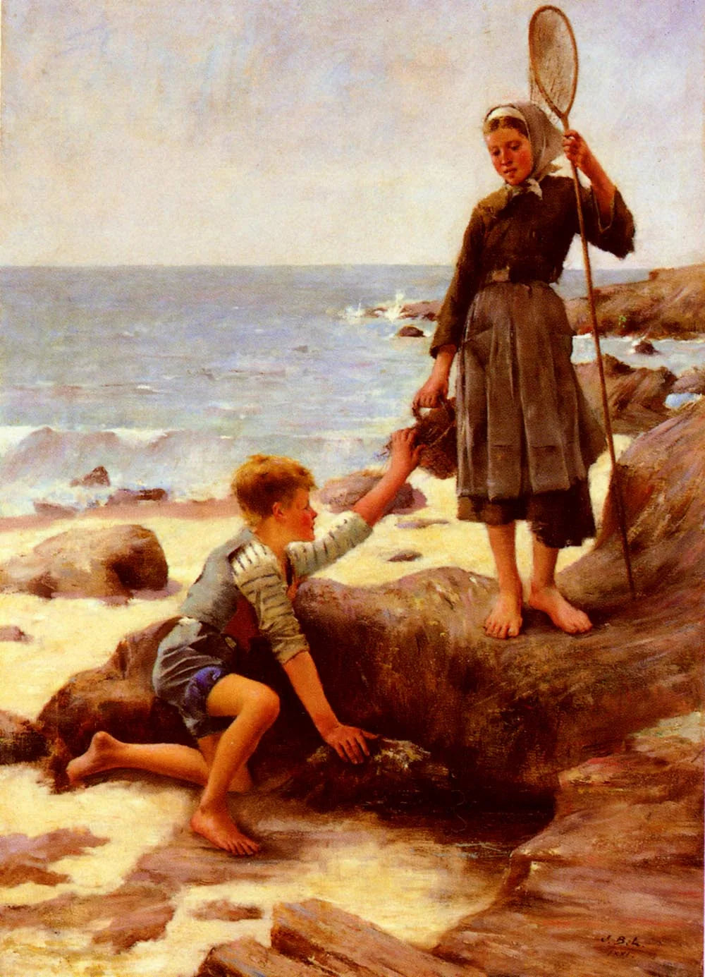 Les enfants pêcheurs - Jules Bastien-Lepage image 1 reproduction de peinture à l’huile