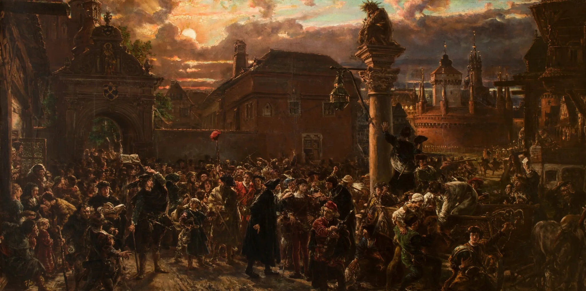 Les étudiants quittant Cracovie en 1549 - Jan Matejko image 1 copie peinte à la main à l’huile
