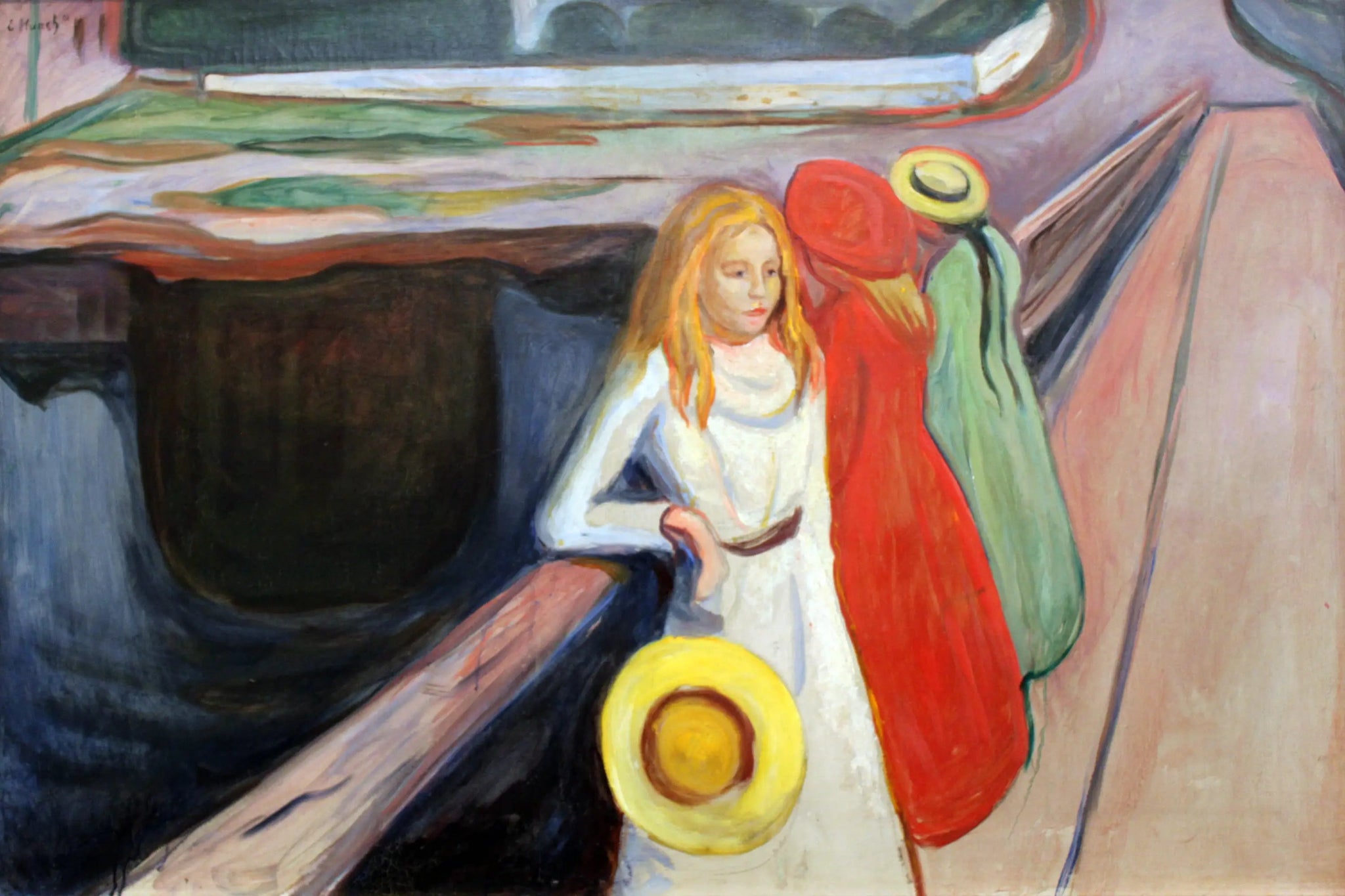 Les Filles sur le pont - Edvard Munch image 1 reproduction artisanale de tableau