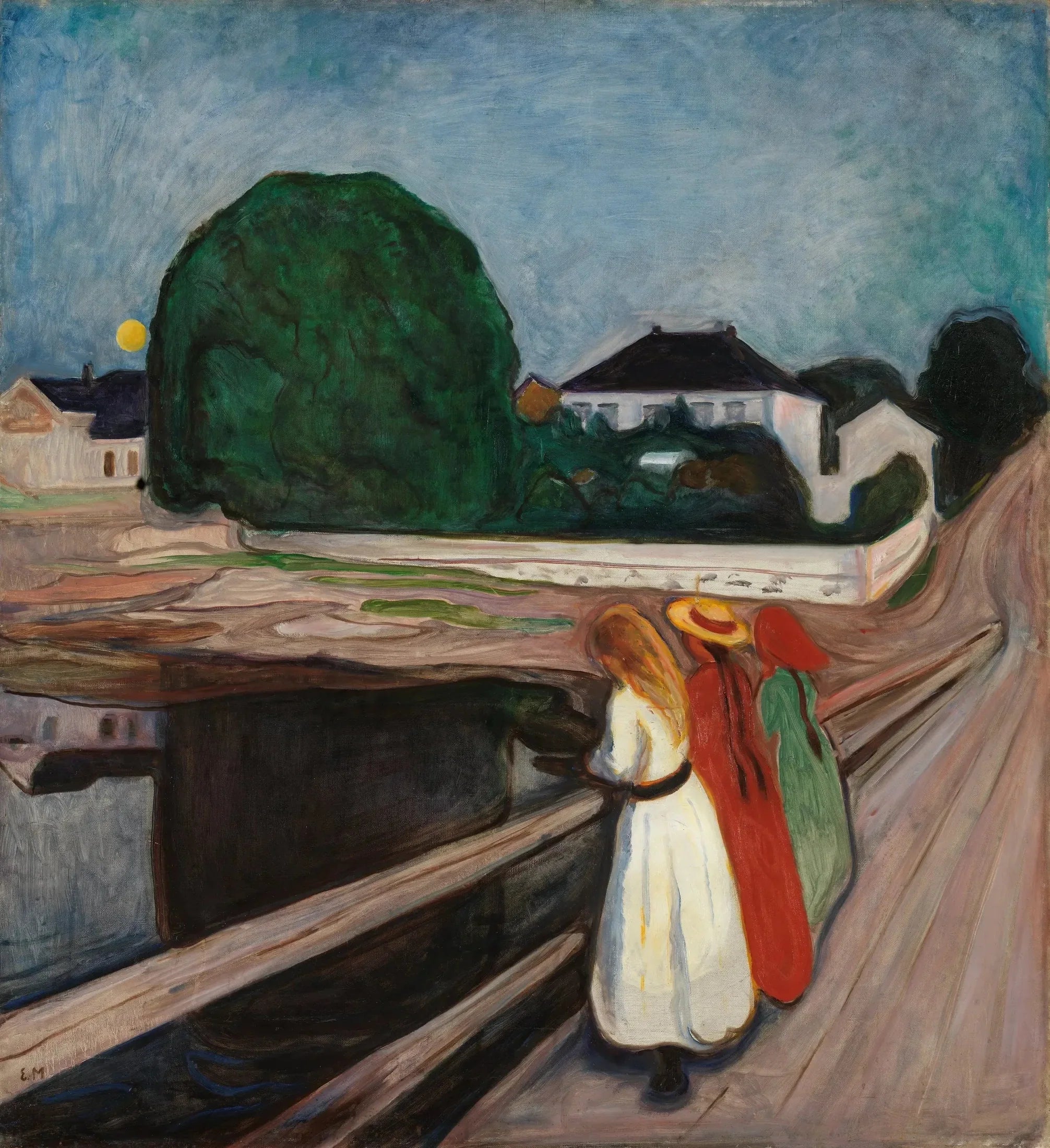 Les Filles sur le pont - Edvard Munch image 1 copie peinte à la main à l’huile