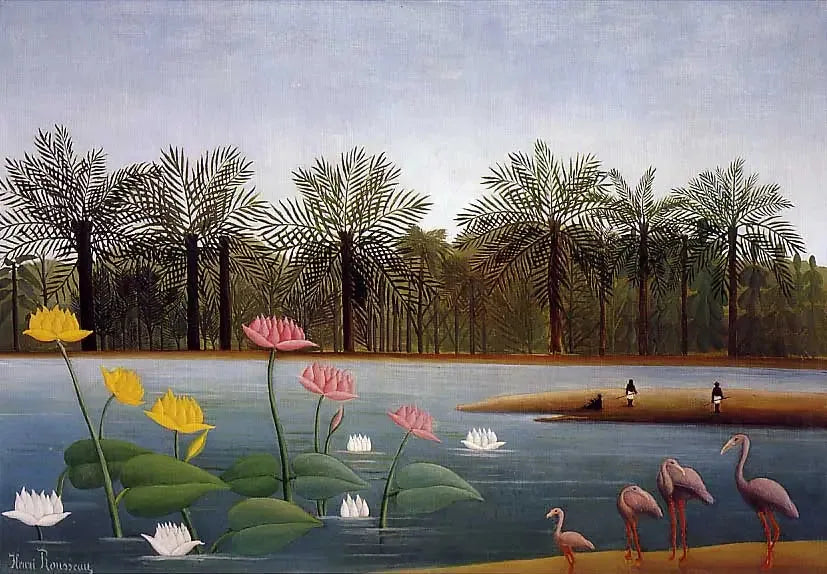 Les Flamants - Henri Rousseau image 1 copie peinte à la main à l’huile