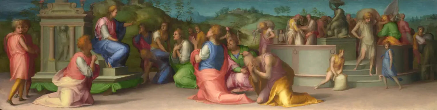 Les frères de Joseph demandent de l'aide - Pontormo image 1 copie de tableau peinte à la main