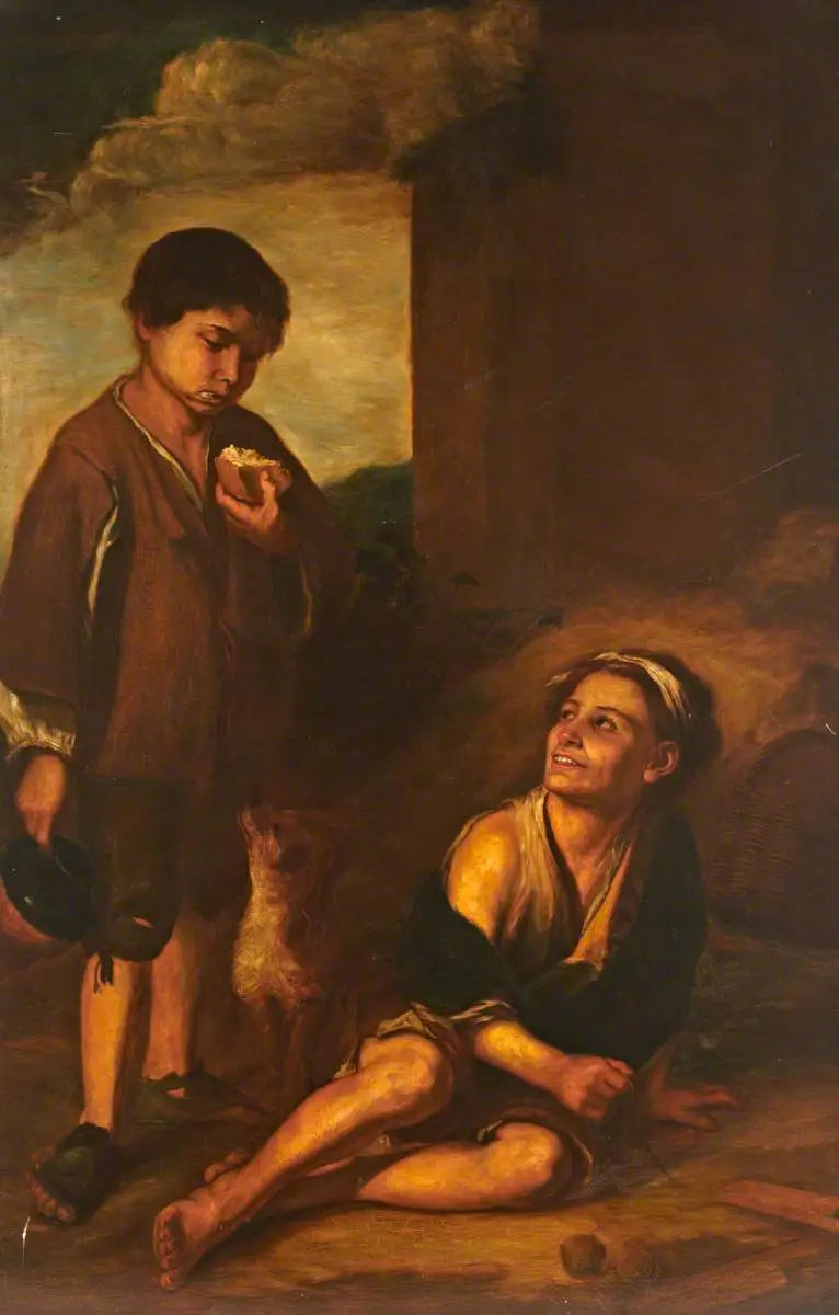 Les garçons mendiants - Bartolomé Esteban Murillo image 1 copie peinte à la main à l’huile