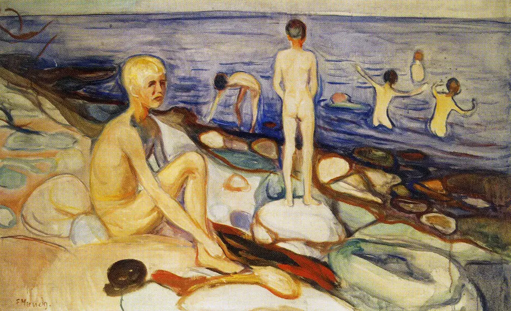 Les garçons se baignant - Edvard Munch image 1 reproduction de peinture à l’huile