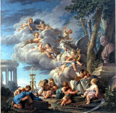 Les Génies des Sciences, de la Poésie, de l'Histoire, de la Physique et de l'Astronomie - Noël Hallé image 1 reproduction réalisée par Alpha Reproduction